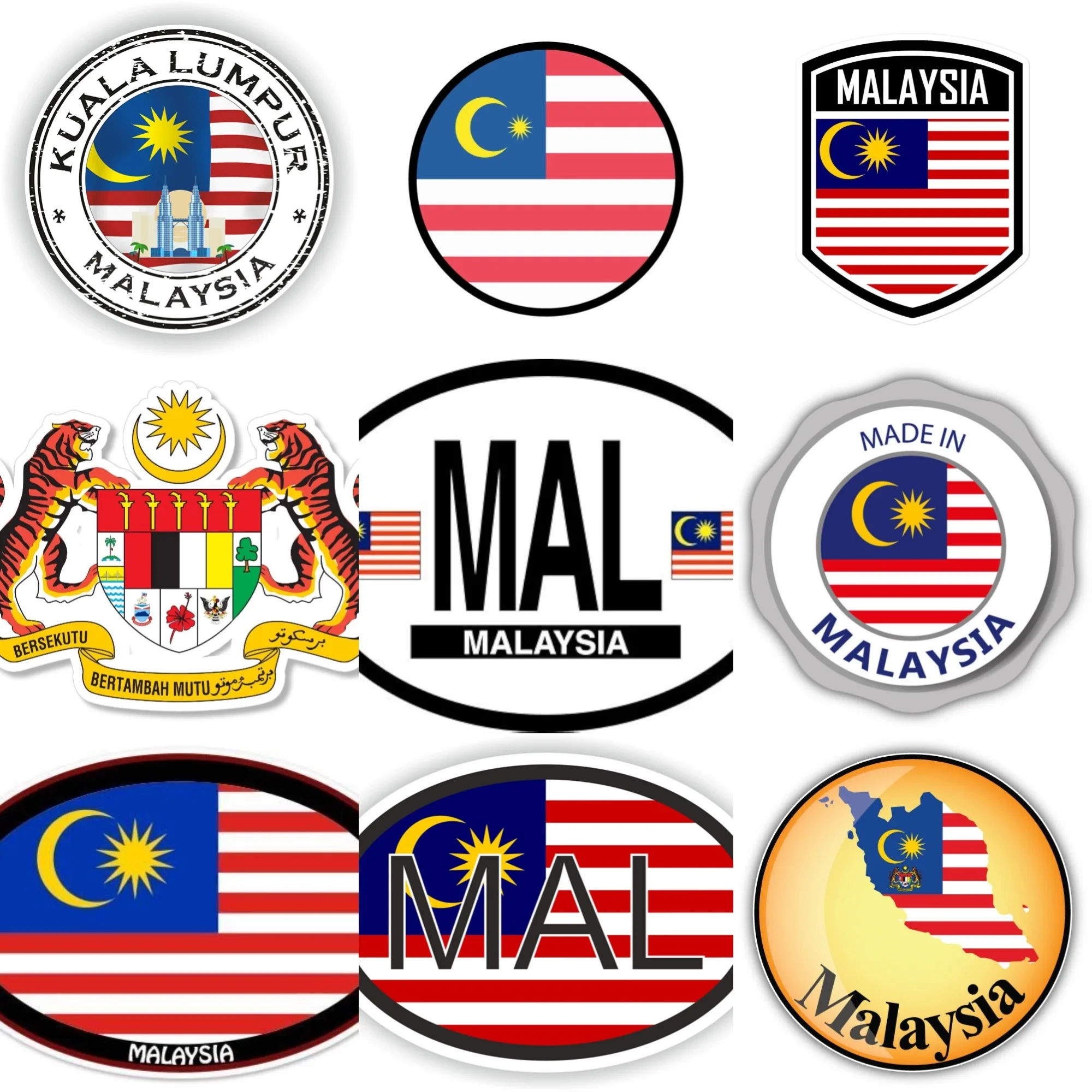 Car Accessories Malaysia - Malásia mal bandeira emblema criativo pvc
